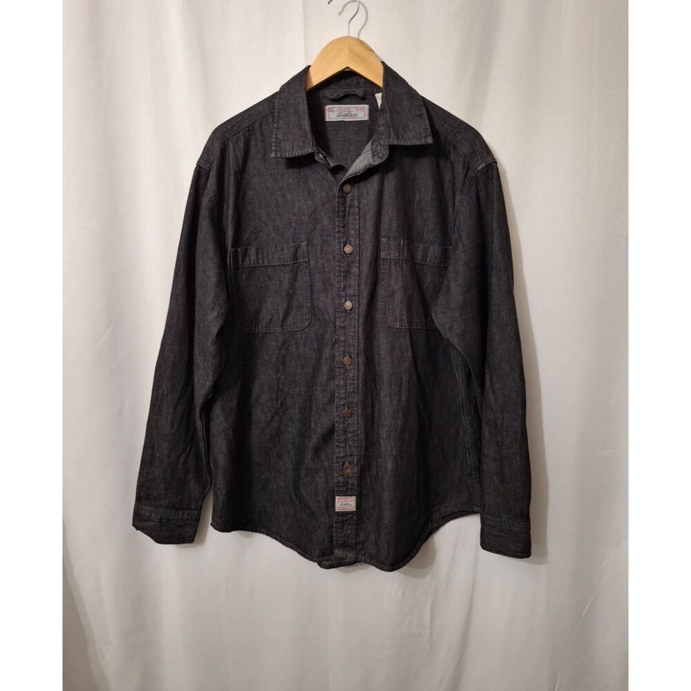 Vintage Levi Strauss Men's Black Denim Chambray Button Up Shirt Sz L Long Sleeve